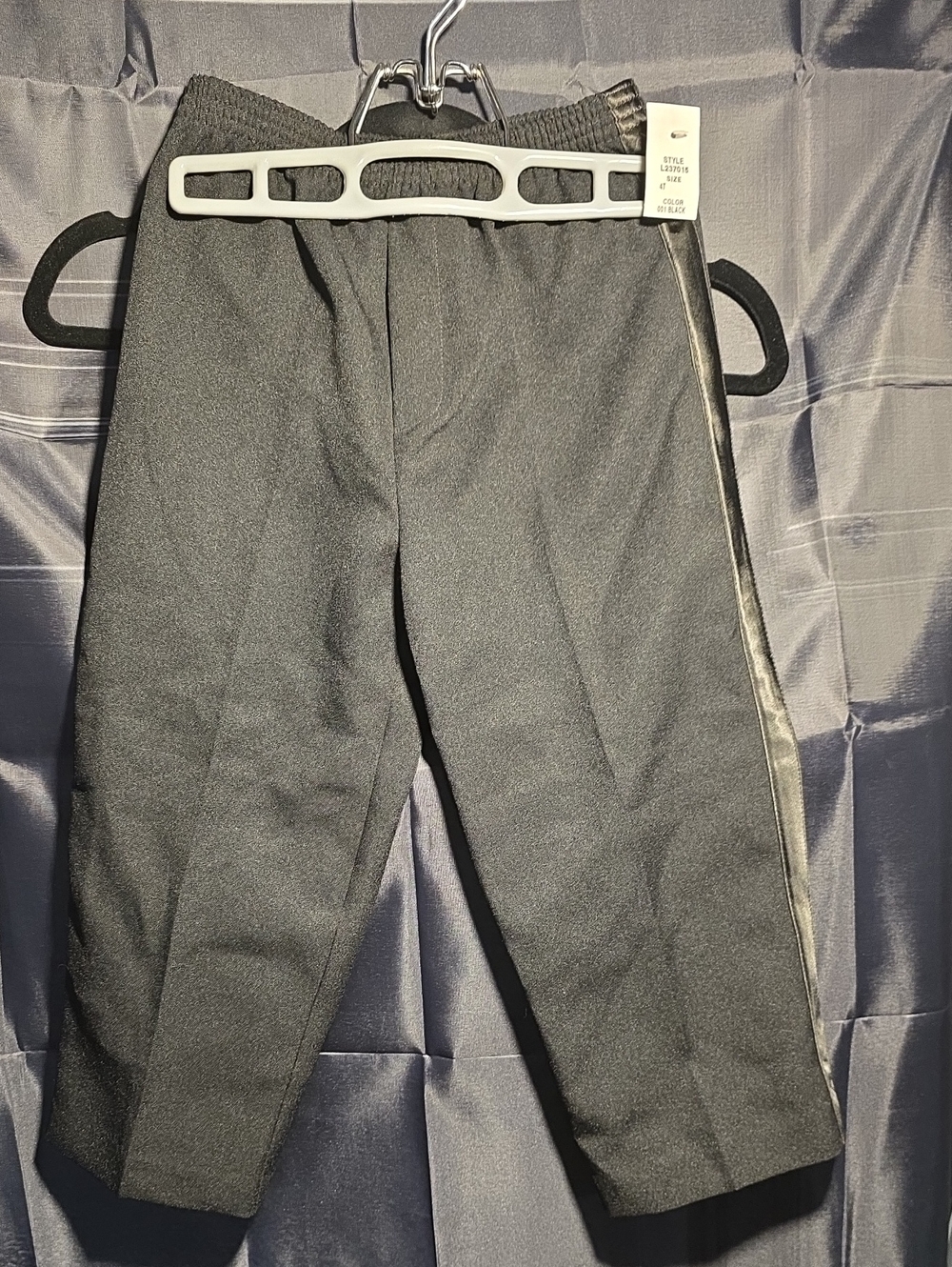 Boys Black Formal Dress Pants with Side Satin Stripe